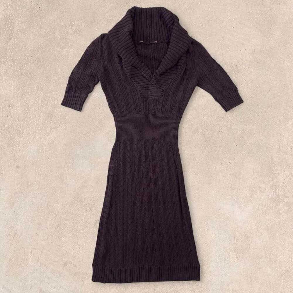 BCBG Max Azria Brown Cable Knit Sweater Dress
